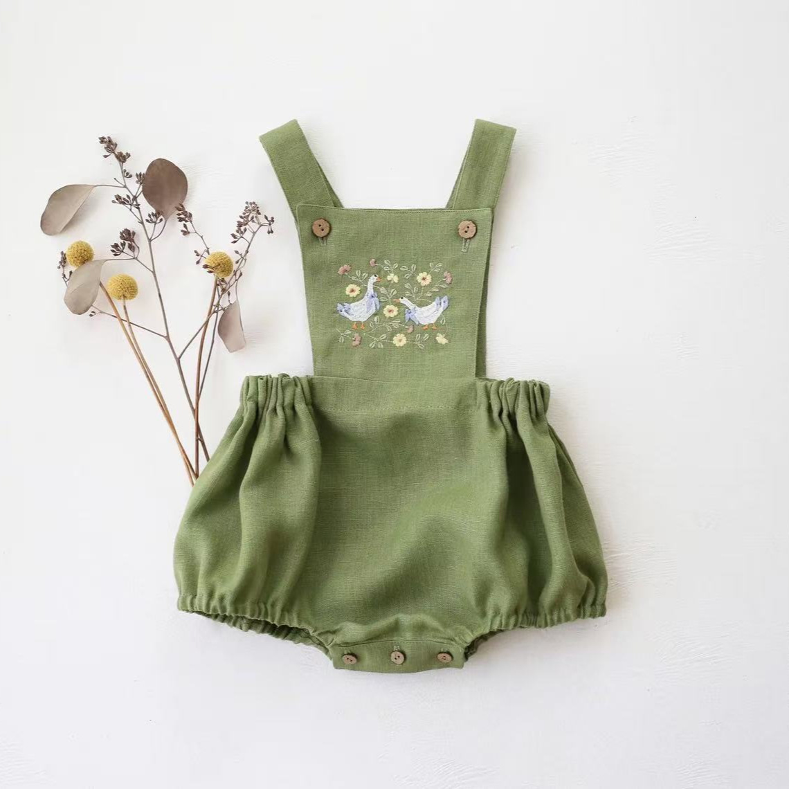 Baby Summer Linen Sleeveless Jumpsuit - Gaya Pedesaan 2026 Musim Panas Baju