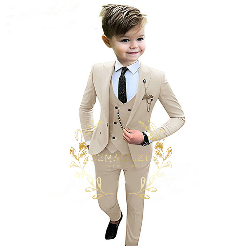 Baby Boy Suit Set Baptism - Celana Rompi Blazer Krem Anak Laki-laki