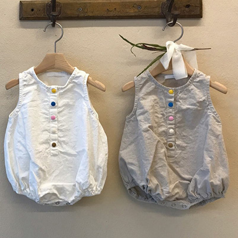 Baby Summer Linen Sleeveless Jumpsuit - Romper katun Linen anak laki-laki Jumpsuit
