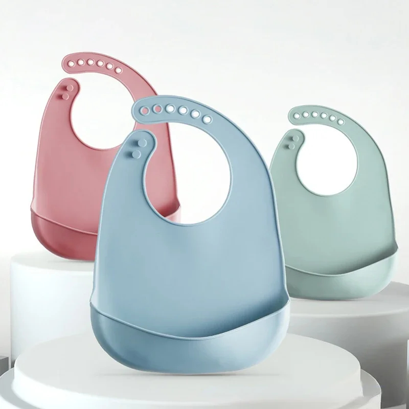 Waterproof Baby Bibs Silicone - 1/3 Buah Bib Bayi Dapat Disesuaikan