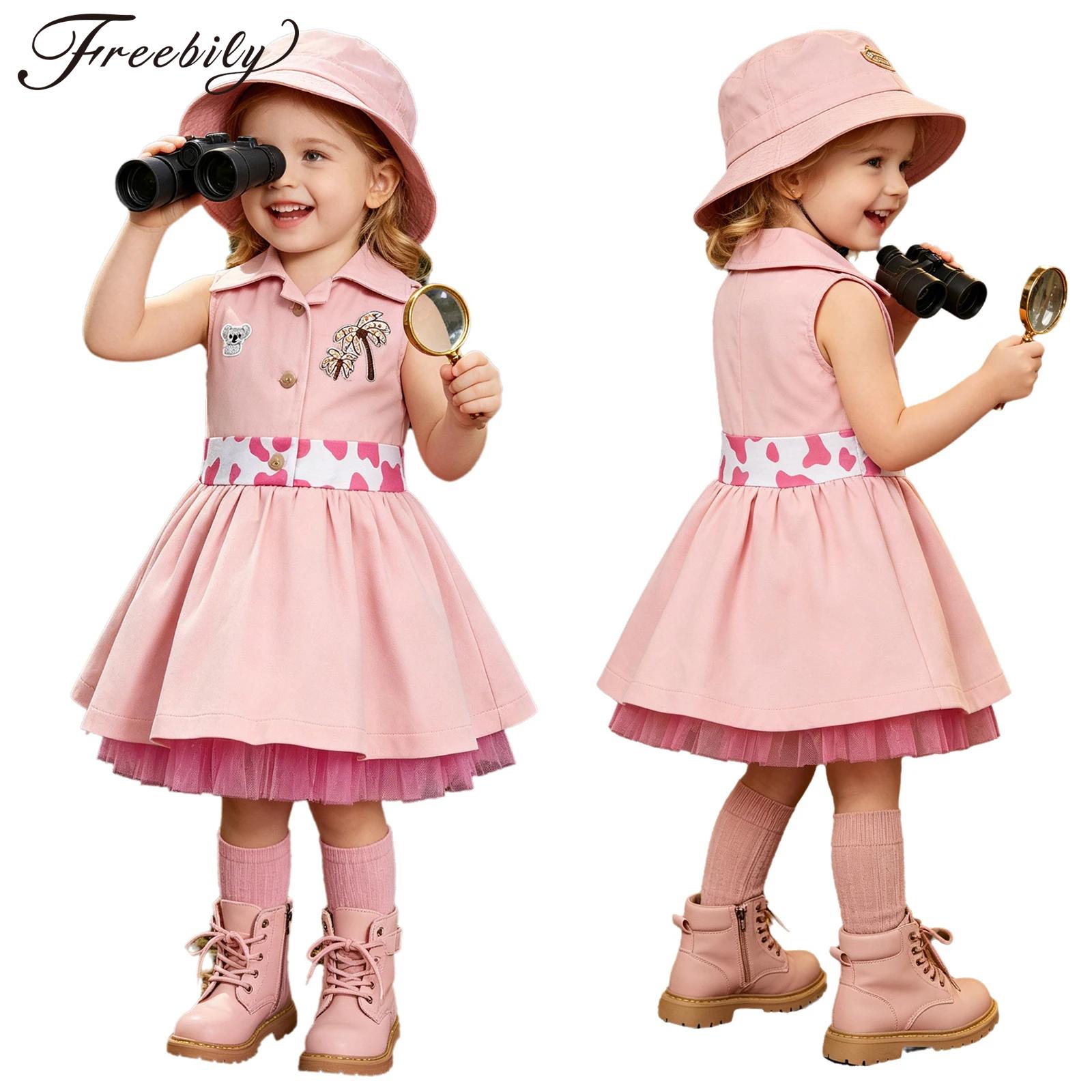 Toddler Girl Tulle Party Dress - Gaun Tulle Bordir Hewan Lucu Tanpa