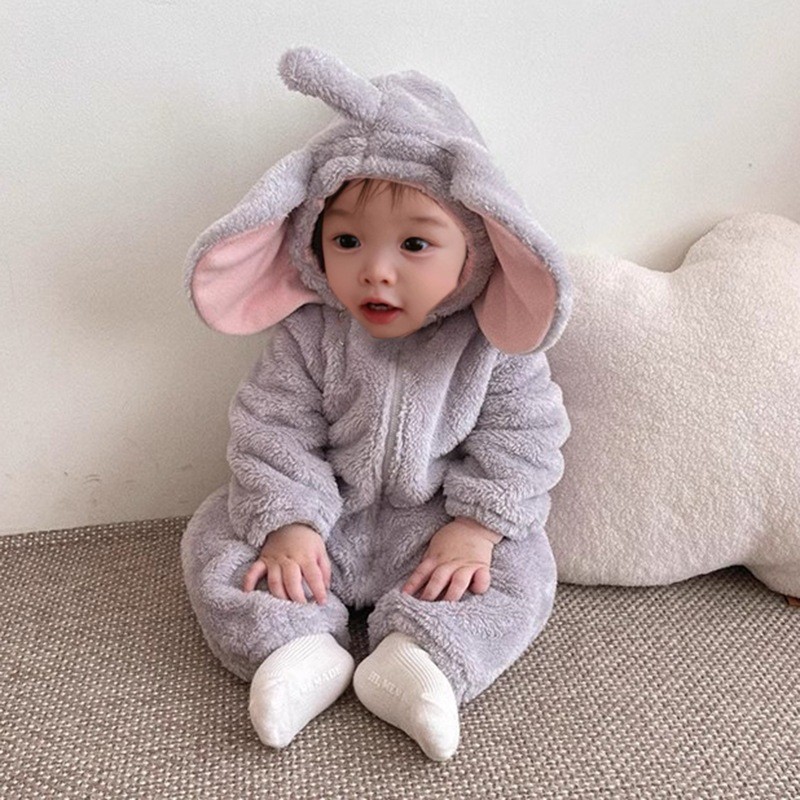 Cotton Baby Onesies Zipper - Baju Tidur Bayi Perempuan Motif Gajah