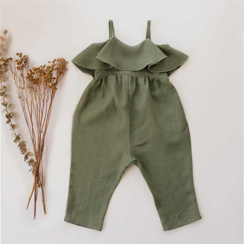 Baby Summer Linen Sleeveless Jumpsuit - Jumpsuit bayi perempuan, pakaian musim panas