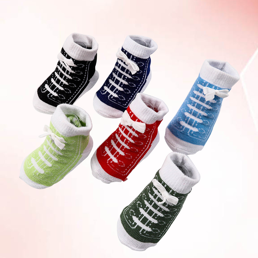 Unisex Baby Socks Non Slip - 6 Pasang Kaus Kaki Bayi Katun