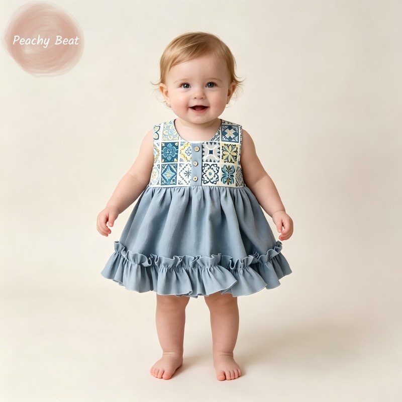 Baby Summer Linen Sleeveless Jumpsuit - Set Romper Linen Katun Bayi Perempuan