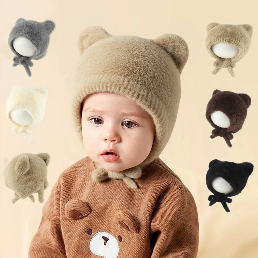 Infant Beanie Hat With Ears - Topi Rajut Bayi Kartun Lucu Topi