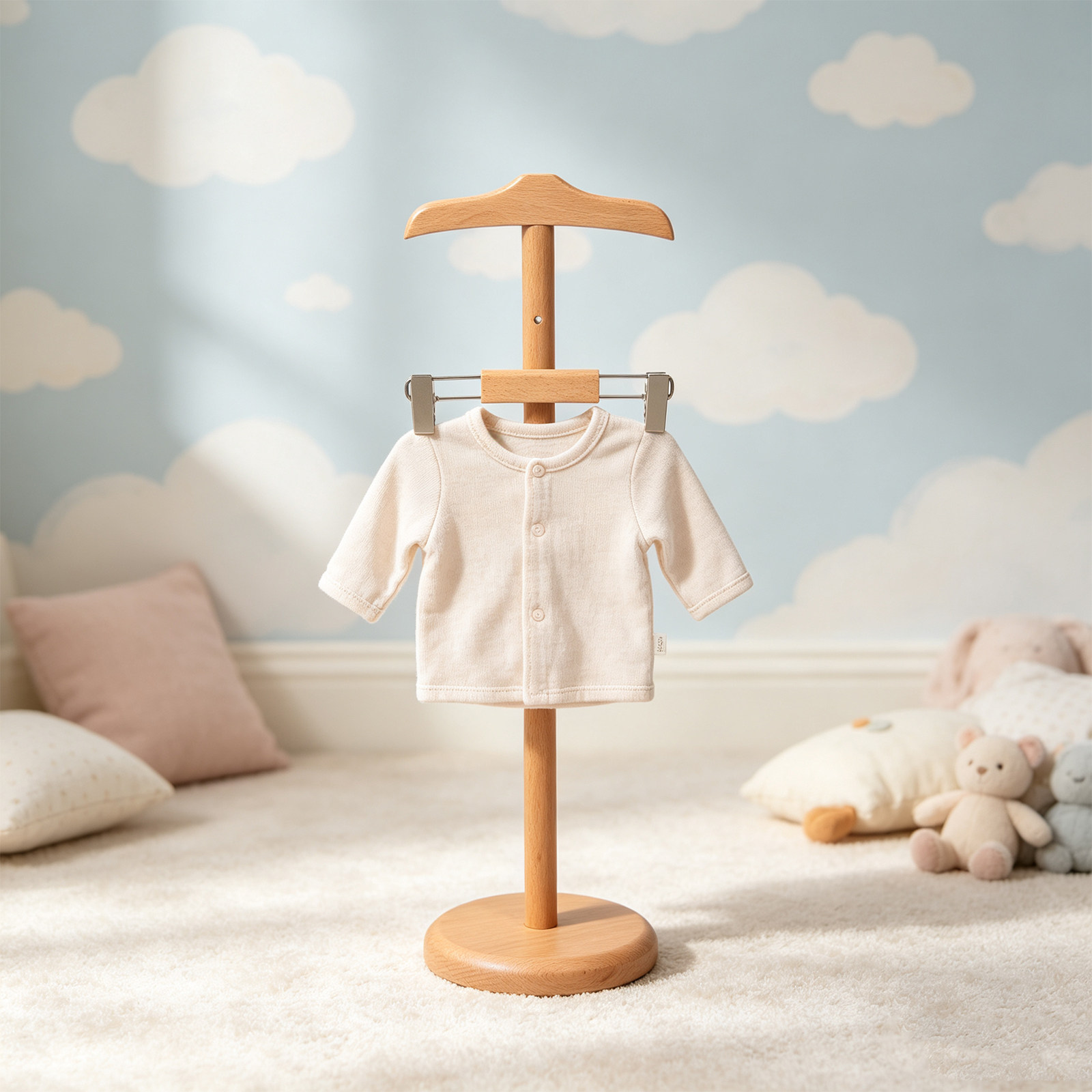 Baby Clothes - Rak Pakaian Bayi Kayu yang Dapat