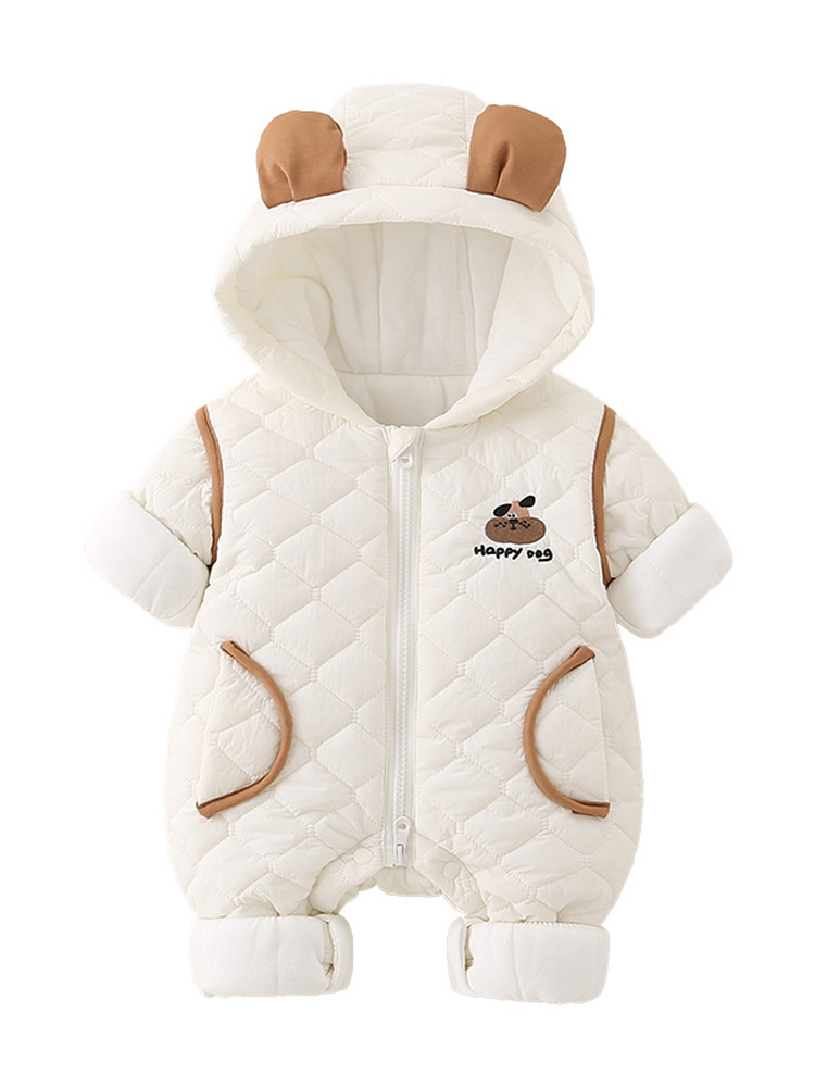 Cotton Baby Onesies Zipper - Pakaian Bayi Katun Hangat dengan Tudung,