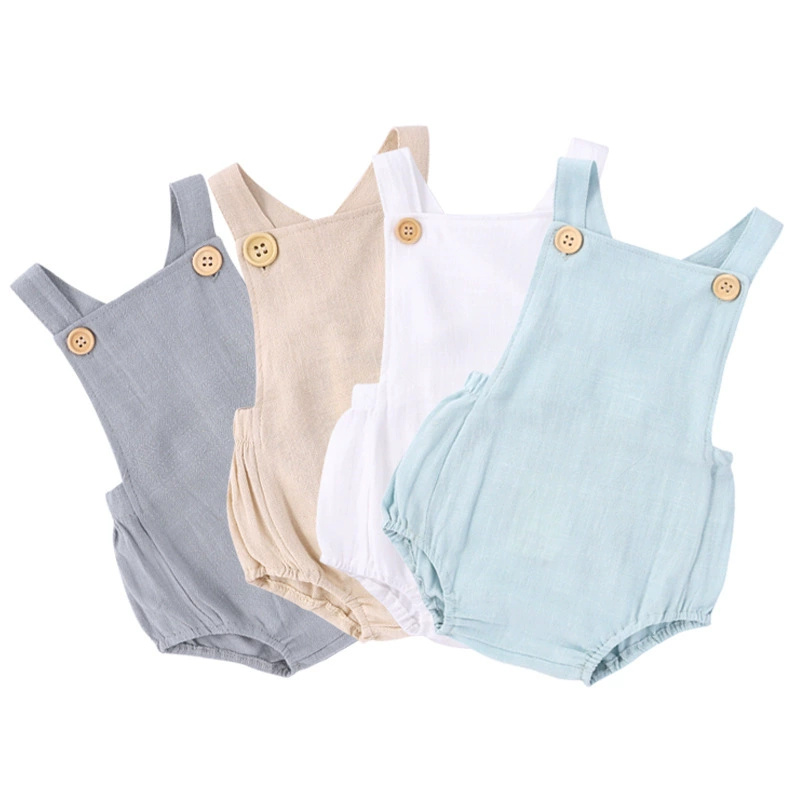 Baby Summer Linen Sleeveless Jumpsuit - Romper Jumpsuit Overall Bayi Baru Lahir