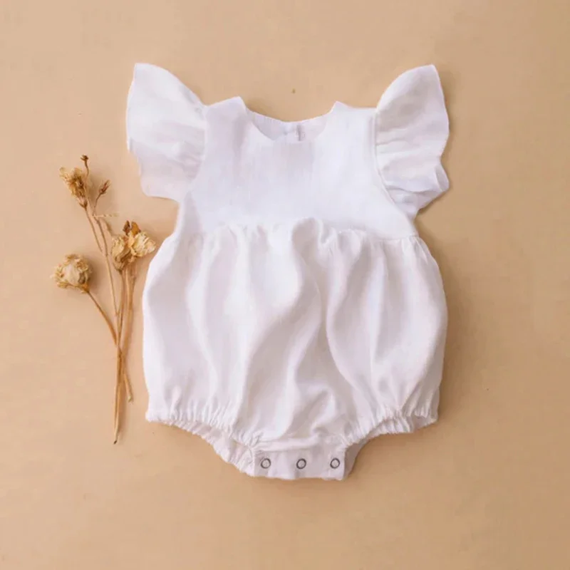Baby Summer Linen Sleeveless Jumpsuit - Baju jumpsuit katun Linen bayi perempuan