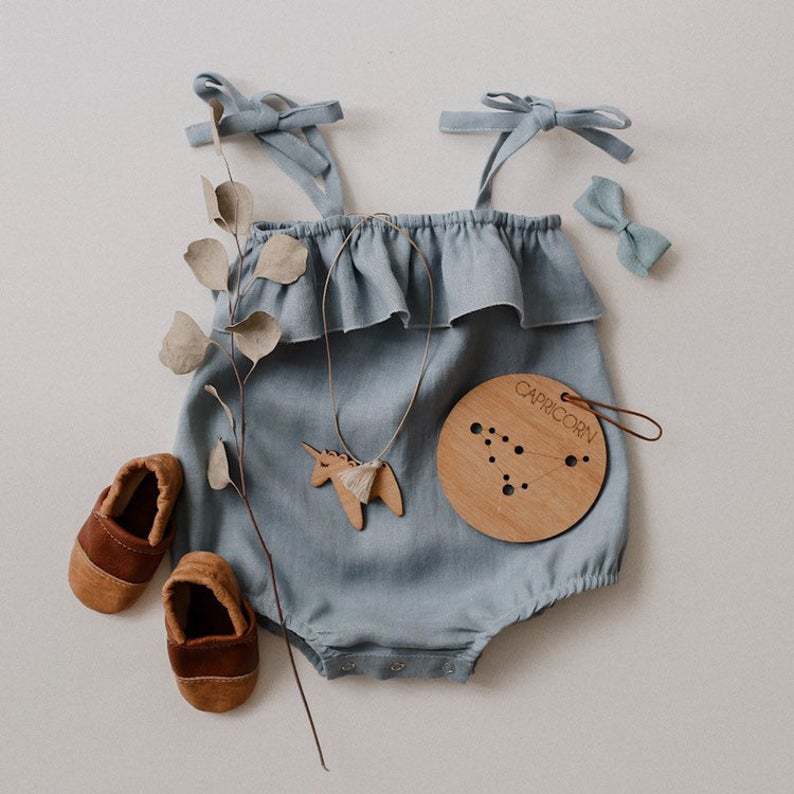 Baju Anak Perempuan Bayi Musim - Baby Summer Linen Sleeveless Jumpsuit ulasan dan harga