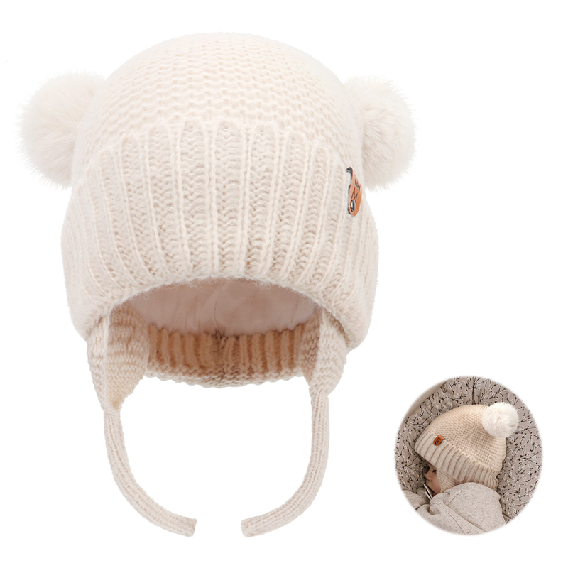 Topi Wol Bayi Topi Pelindung T - Infant Beanie Hat With Ears ulasan dan harga