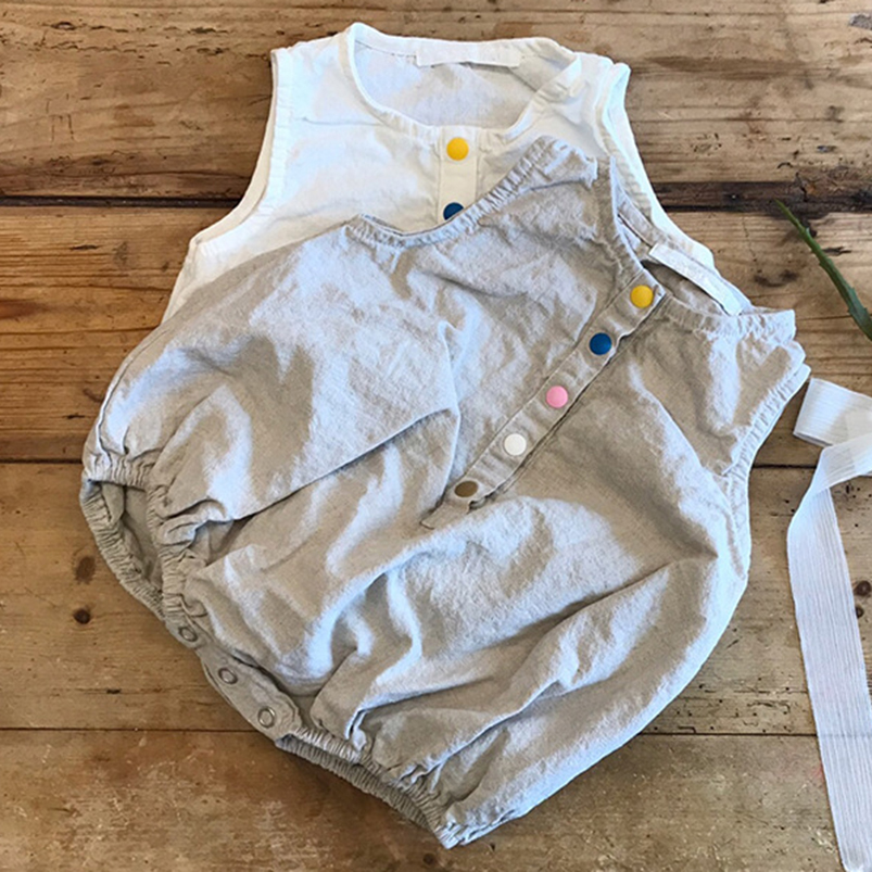 Romper katun Linen anak laki-l - Baby Summer Linen Sleeveless Jumpsuit ulasan dan harga