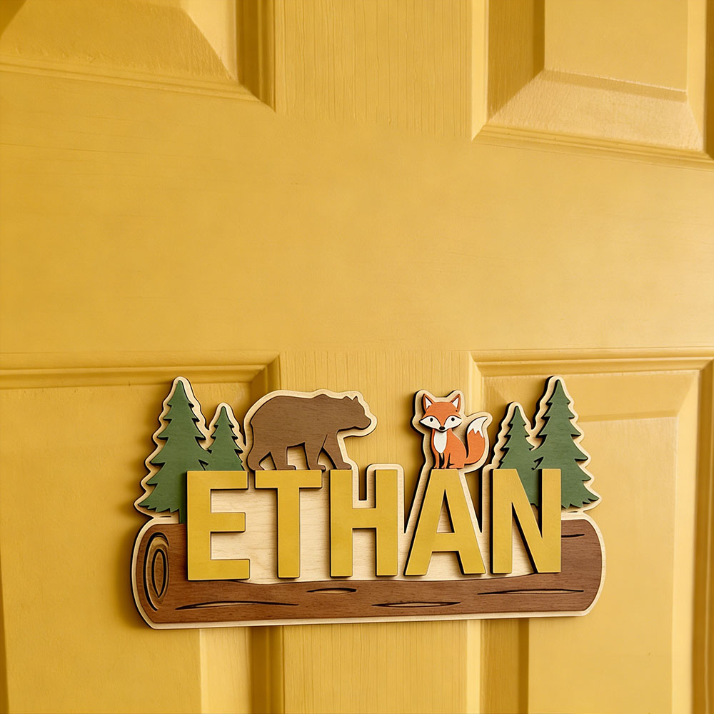 Papan Nama Kayu Hewan Hutan Pe - Nursery ulasan dan harga