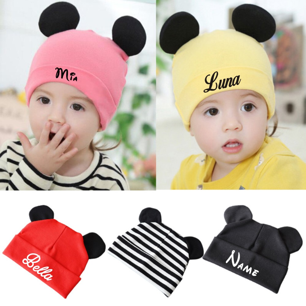 Personalisasi Lucu Bayi Beanie - Infant Beanie Hat With Ears ulasan dan harga