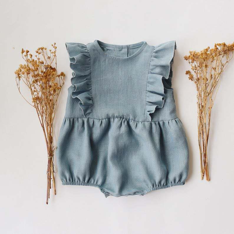Romper Bayi Perempuan Bayi Bar - Baby Summer Linen Sleeveless Jumpsuit ulasan dan harga
