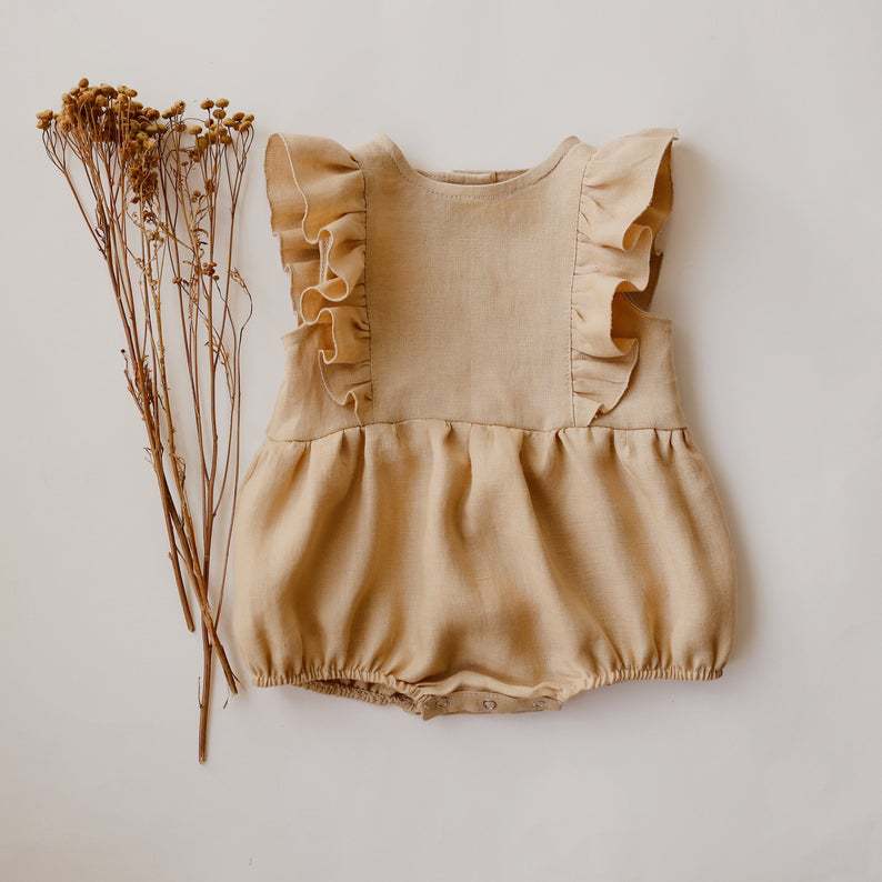 Romper Bayi Perempuan Bayi Bar - Baby Summer Linen Sleeveless Jumpsuit ulasan dan harga