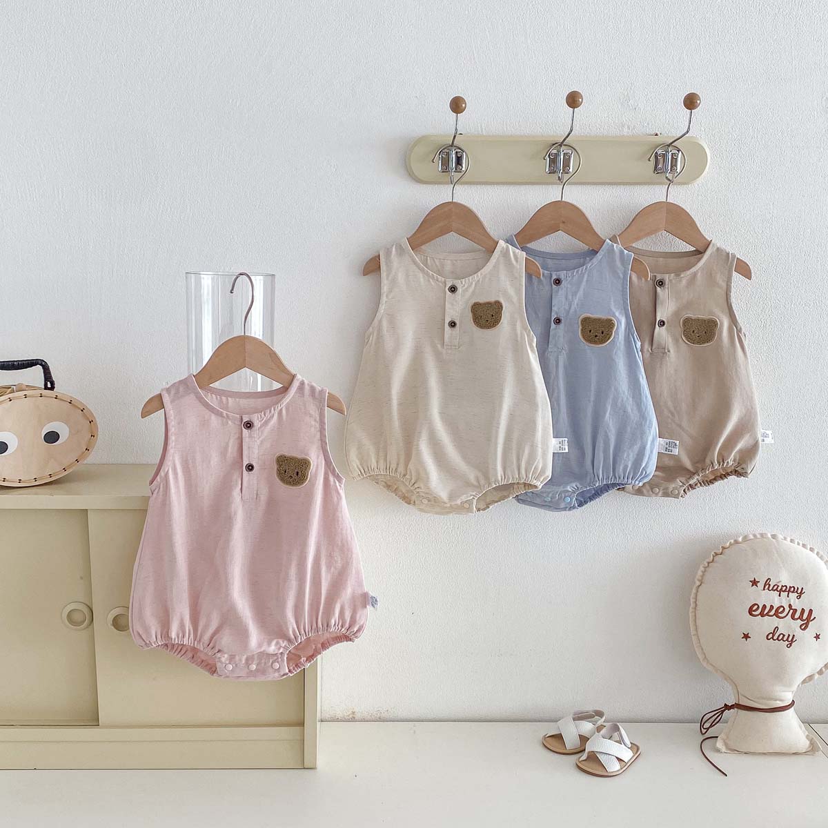 Jumpsuit Tanpa Lengan Tipis Mo - Baby Summer Linen Sleeveless Jumpsuit ulasan dan harga