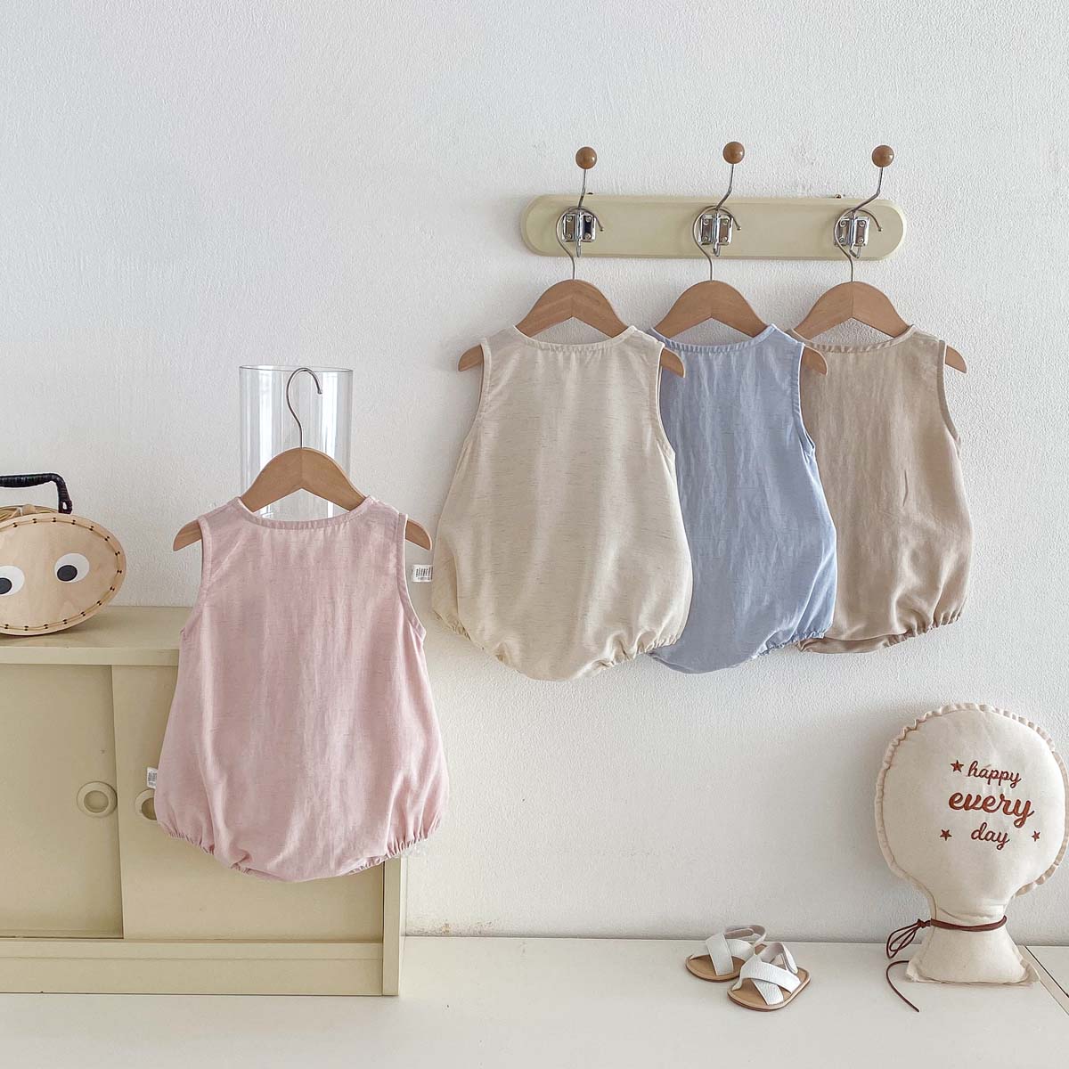 Jumpsuit Tanpa Lengan Tipis Mo - Baby Summer Linen Sleeveless Jumpsuit ulasan dan harga