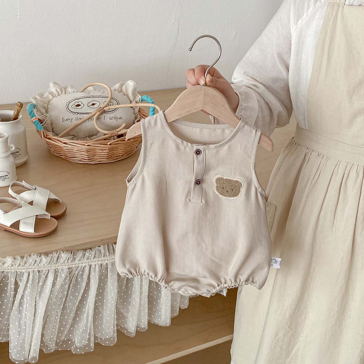 Jumpsuit Tanpa Lengan Tipis Mo - Baby Summer Linen Sleeveless Jumpsuit ulasan dan harga