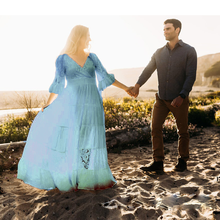 Gaun Maxi Lengan Pendek Bahan  - Maternity Wear ulasan dan harga