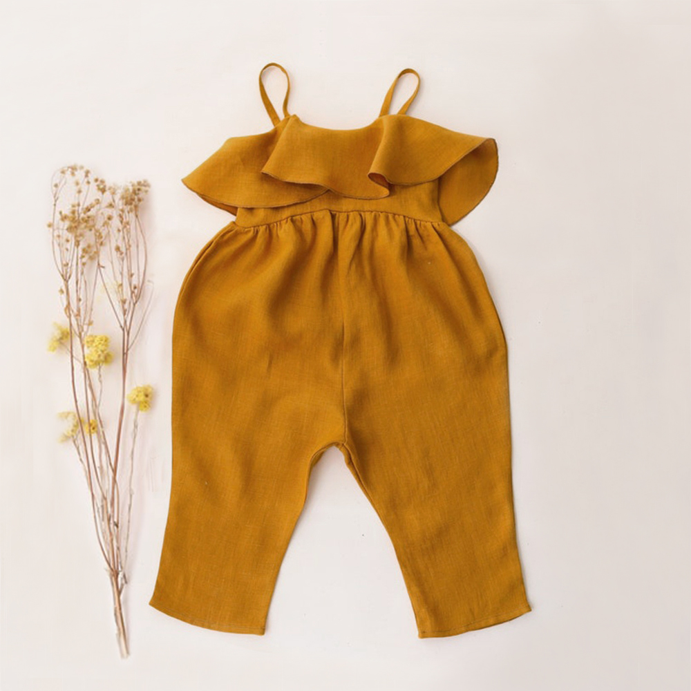 Jumpsuit bayi perempuan, pakai - Baby Summer Linen Sleeveless Jumpsuit ulasan dan harga