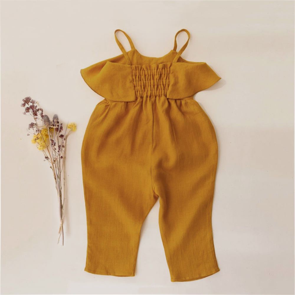 Jumpsuit bayi perempuan, pakai - Baby Summer Linen Sleeveless Jumpsuit ulasan dan harga