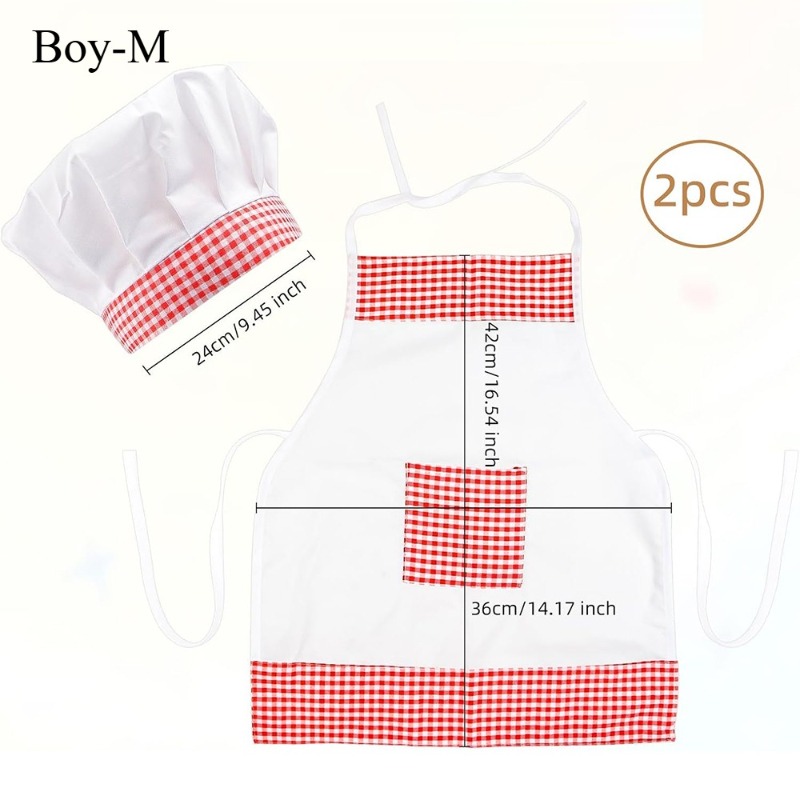 Kostum Koki Bayi Gingham Merah - Infant Photography Props Outfit ulasan dan harga