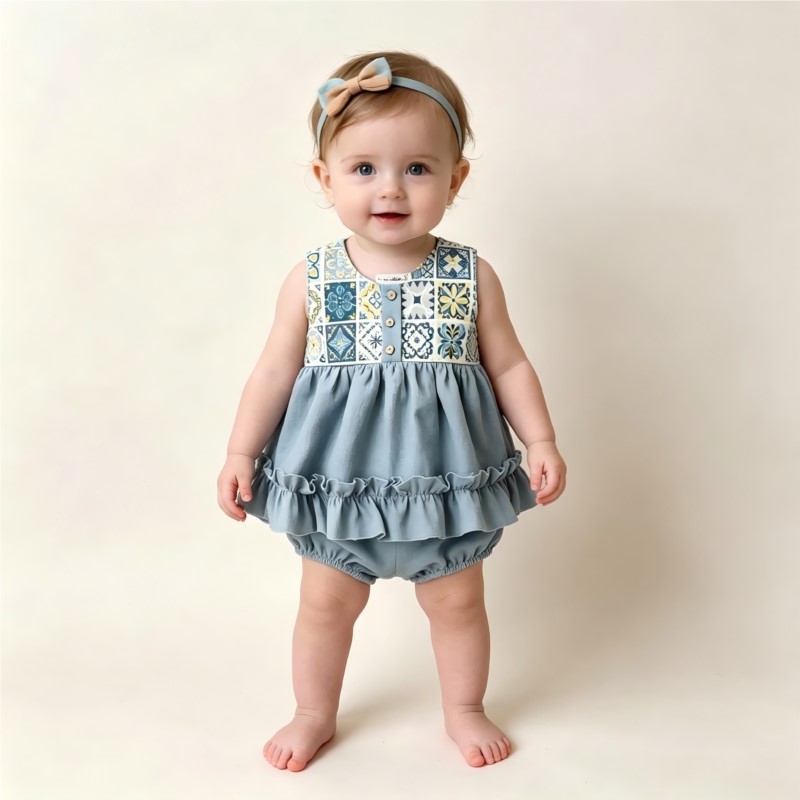Set Romper Linen Katun Bayi Pe - Baby Summer Linen Sleeveless Jumpsuit ulasan dan harga