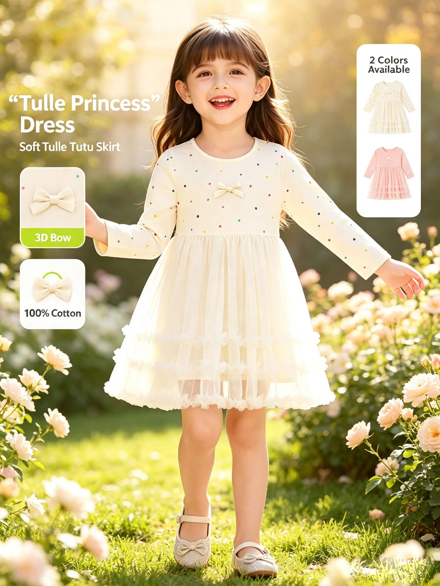 Gaun Putri Tulle untuk Balita  - Toddler Girl Tulle Party Dress ulasan dan harga