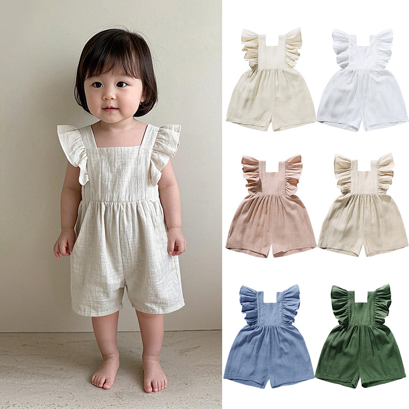 Pakaian Bayi Musim Panas Unise - Baby Summer Linen Sleeveless Jumpsuit ulasan dan harga