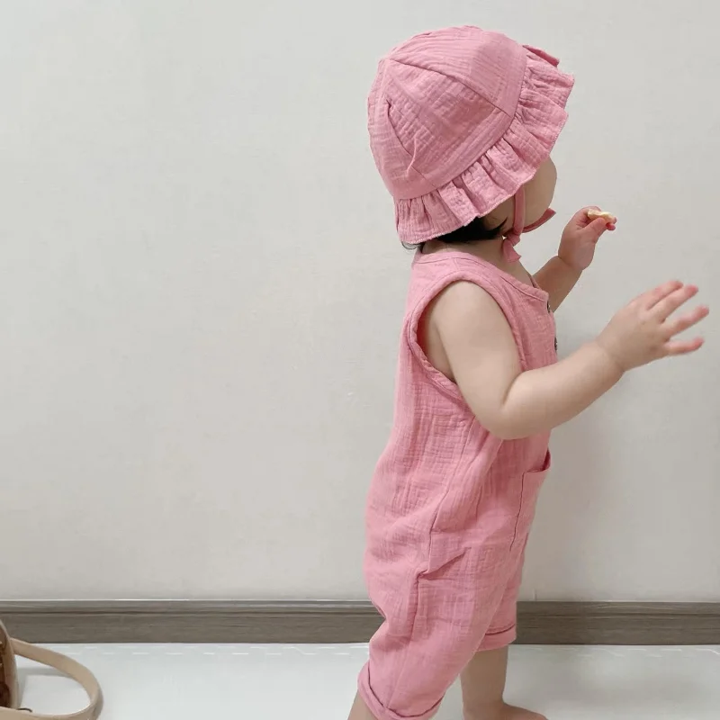 Baju monyet bayi baru lahir, J - Baby Summer Linen Sleeveless Jumpsuit ulasan dan harga