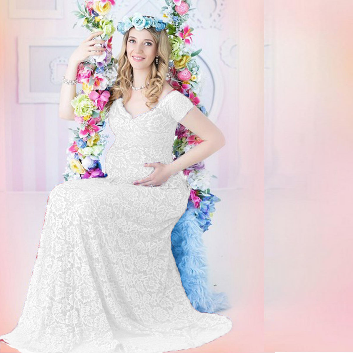 Gaun Maxi Lengan Pendek Berend - Maternity Wear ulasan dan harga