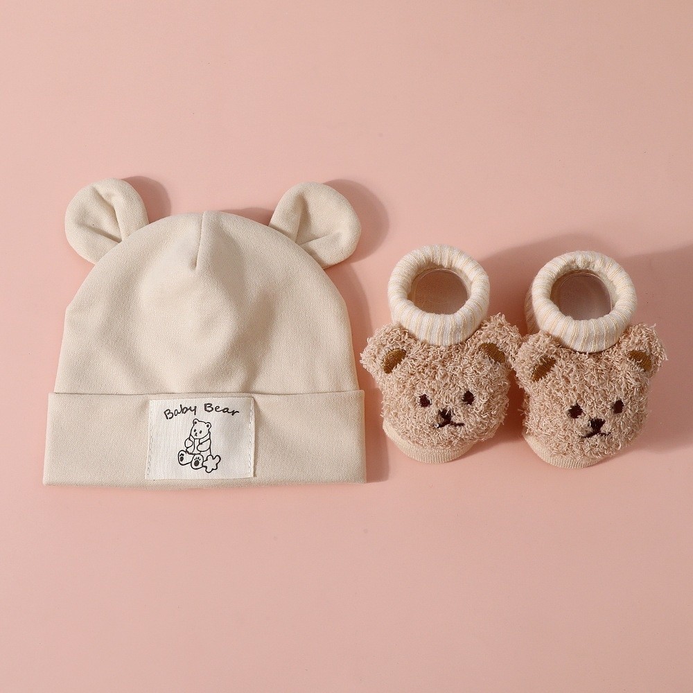 2 Buah/Set Set Kaus Kaki Topi  - Infant Beanie Hat With Ears ulasan dan harga
