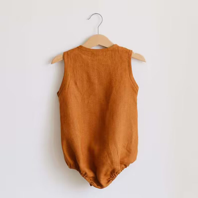 Romper Katun Linen Bayi Laki-l - Baby Summer Linen Sleeveless Jumpsuit ulasan dan harga