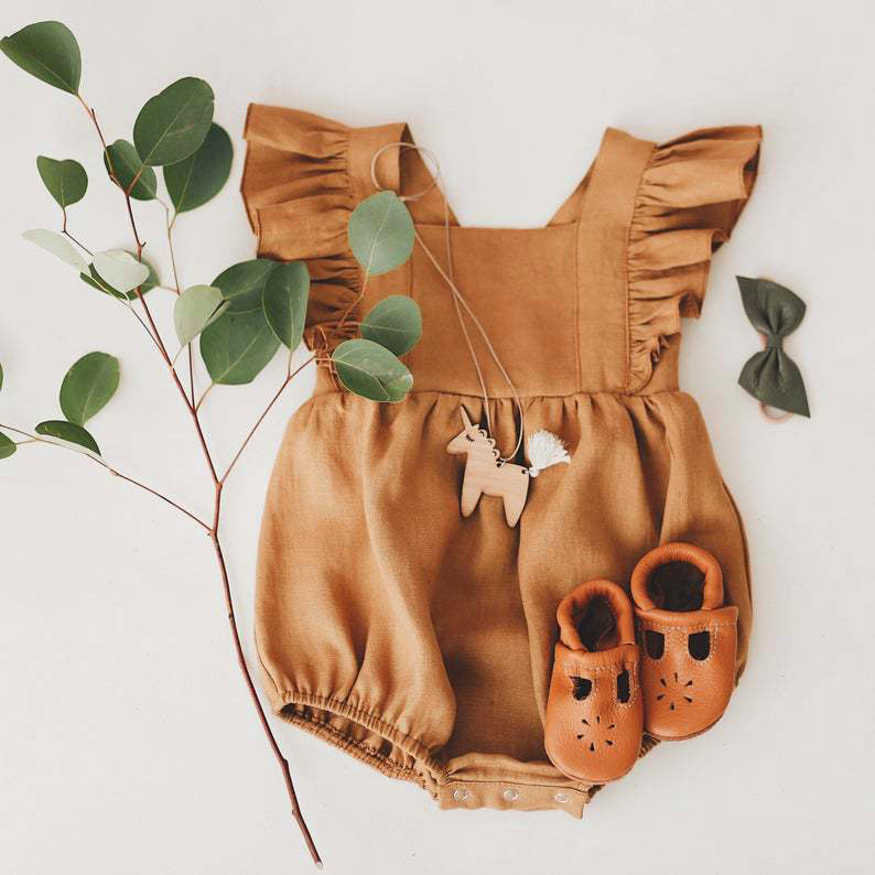 Romper Bayi Perempuan Musim Pa - Baby Summer Linen Sleeveless Jumpsuit ulasan dan harga