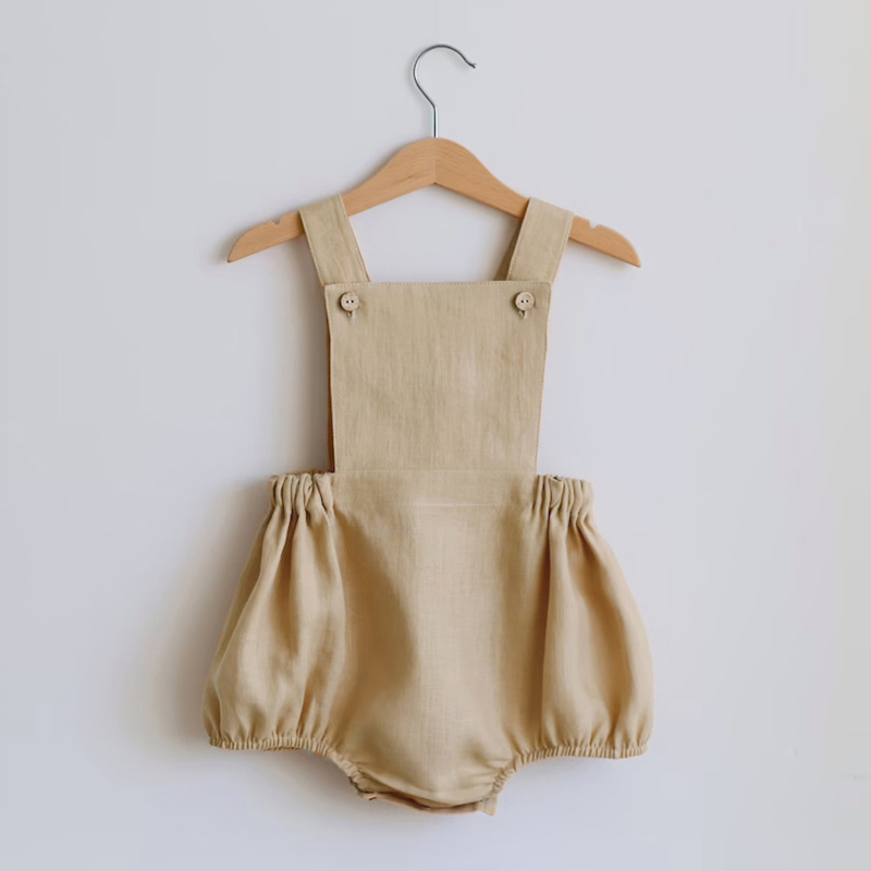 Baju monyet bayi baru lahir, 0 - Baby Summer Linen Sleeveless Jumpsuit ulasan dan harga
