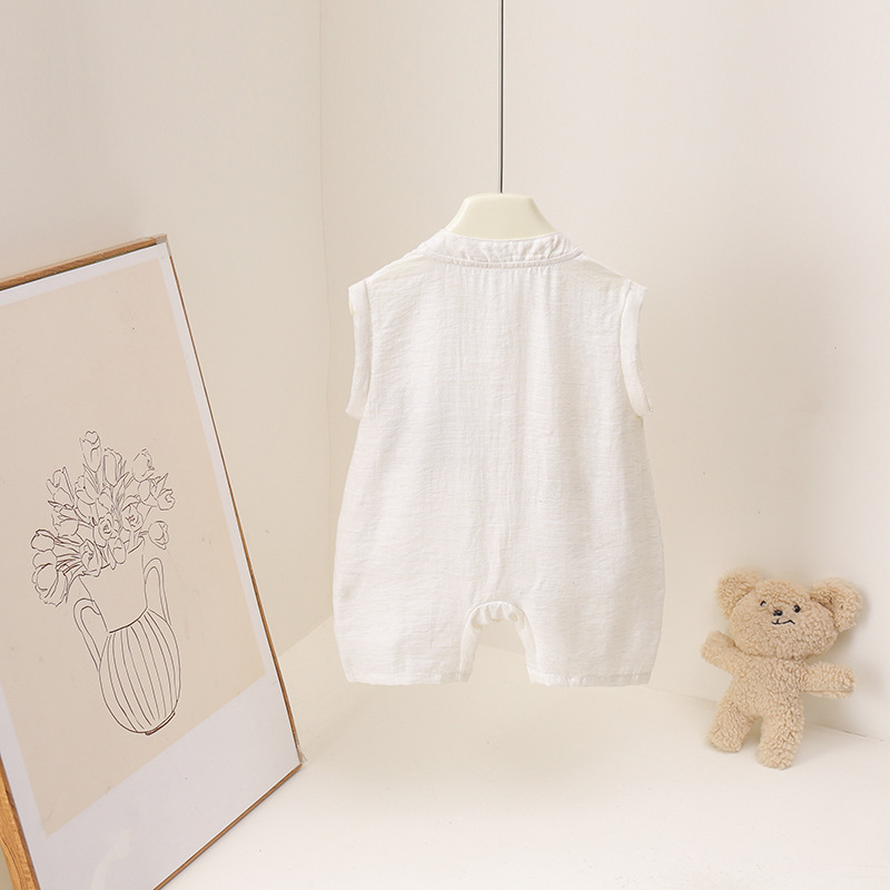 Romper Musim Panas Bayi Laki-l - Baby Summer Linen Sleeveless Jumpsuit ulasan dan harga