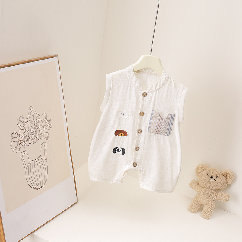 Romper Musim Panas Bayi Laki-l - Baby Summer Linen Sleeveless Jumpsuit ulasan dan harga
